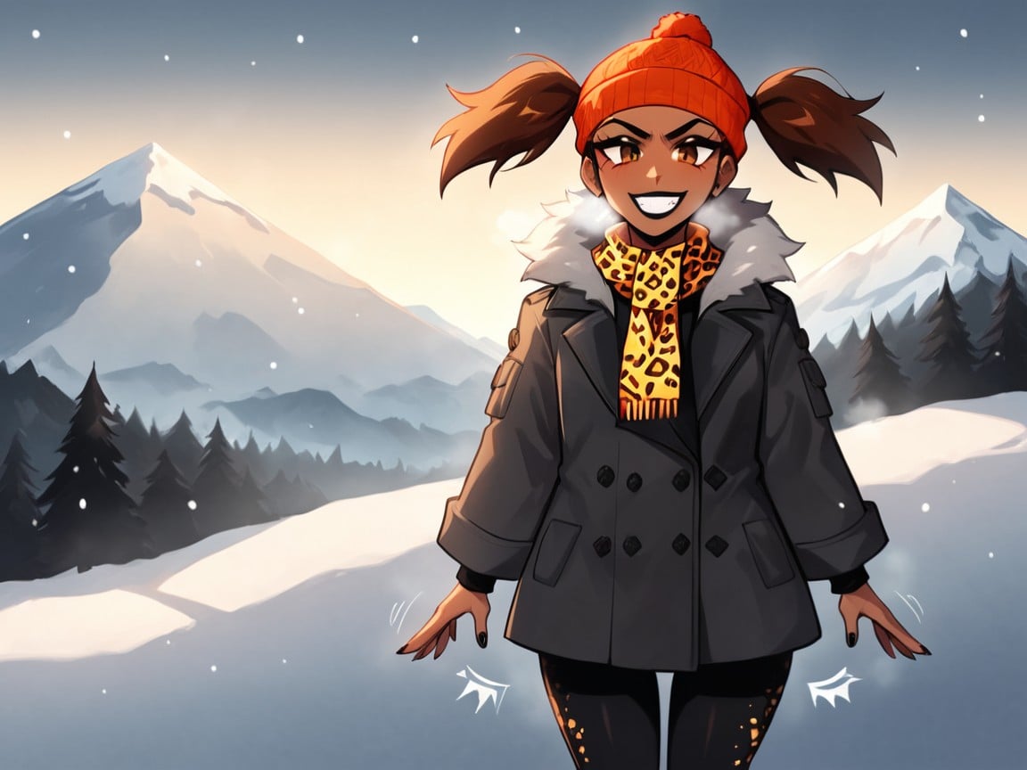Gorro, Snow Background, Nsfw Porno latina IA