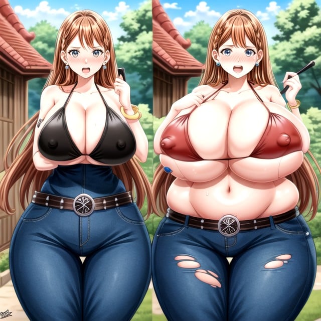 Add Detail, Unreal Absurdly Gargantuan Fat Expanding Swelling Enlarging Larger Boobs, Absurdly Fat Boobs Bigger The Her Curvaceous Fat Body Hentai AI Porn