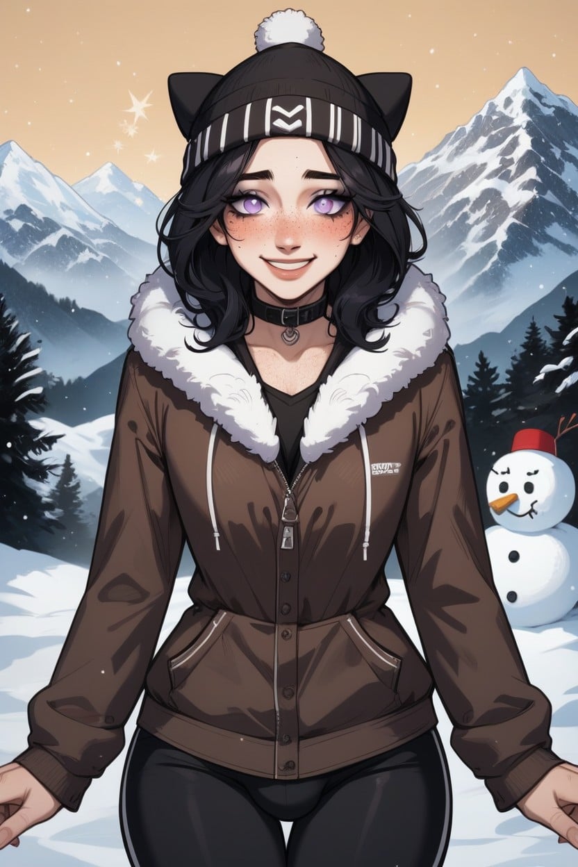 Makes A Snowman, Makeup, Focus On Face Hentai AI Porn