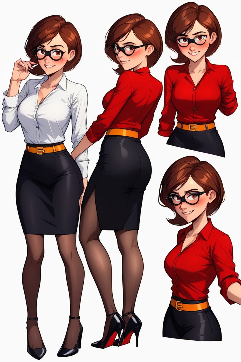 White Background, Blushing, Full Body AI Porn