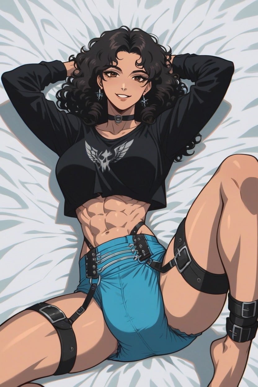 Fit, Black Hair, Permed Hair Hentai AI Porn