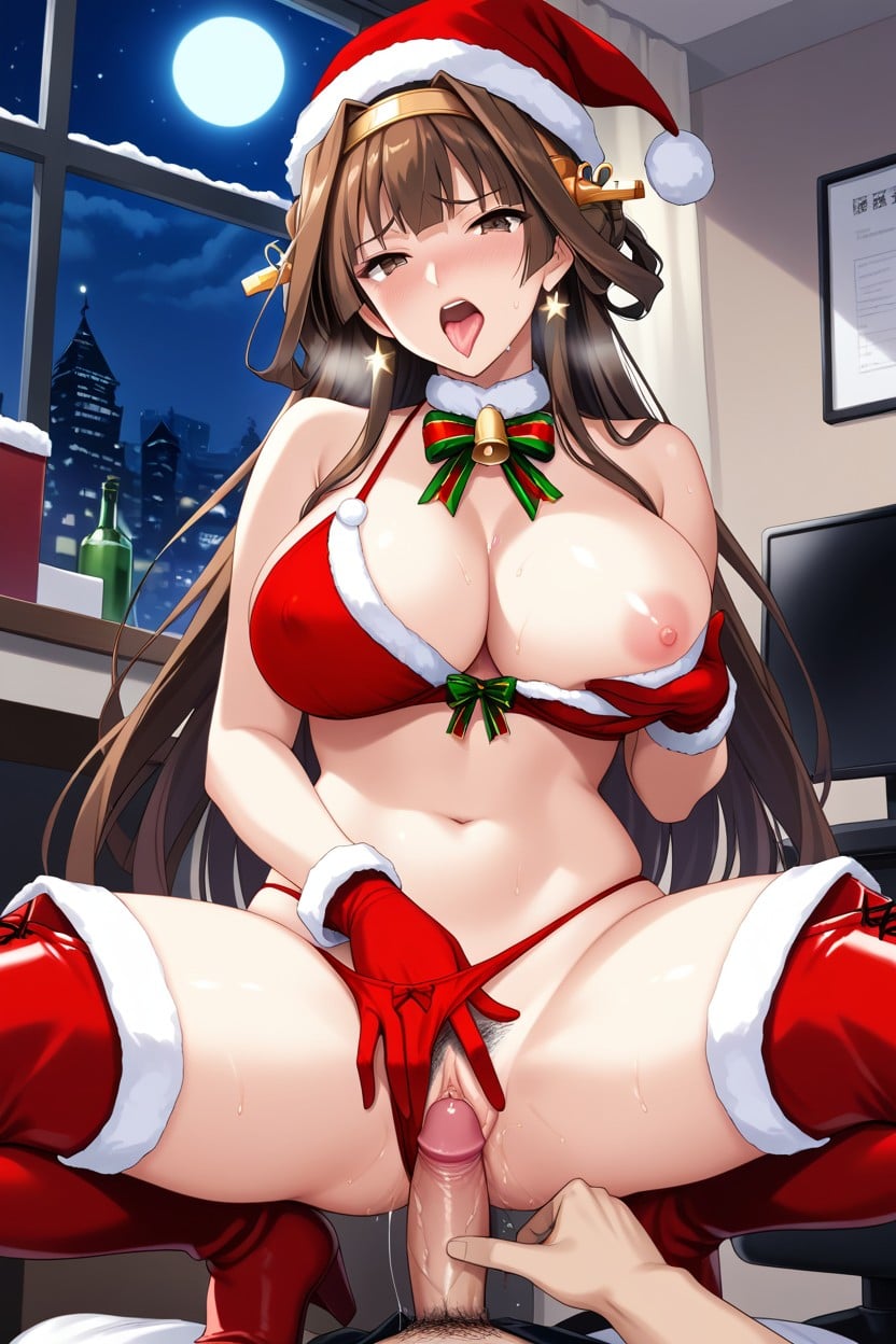 18+, Red Gloves, Santa Bikini Hentai AI Porn