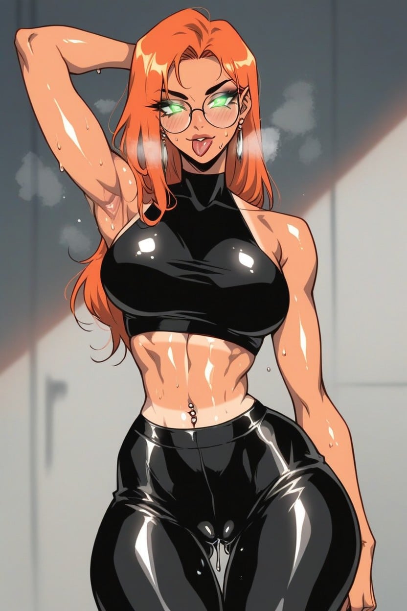 Navel Piercing, Waist Shot, Scrawny Chest Hentai AI Porn