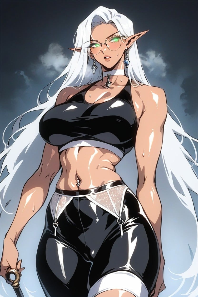 Pierced Nipple, Front View, Wide Hips Hentai AI Porn