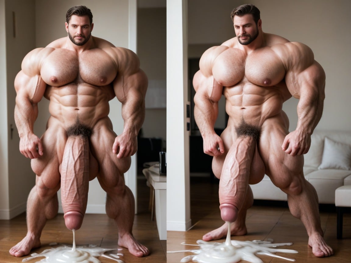 Cum Shooting, Cock Bigger Than Leg, Cock Flopping Out AI Gay Porn