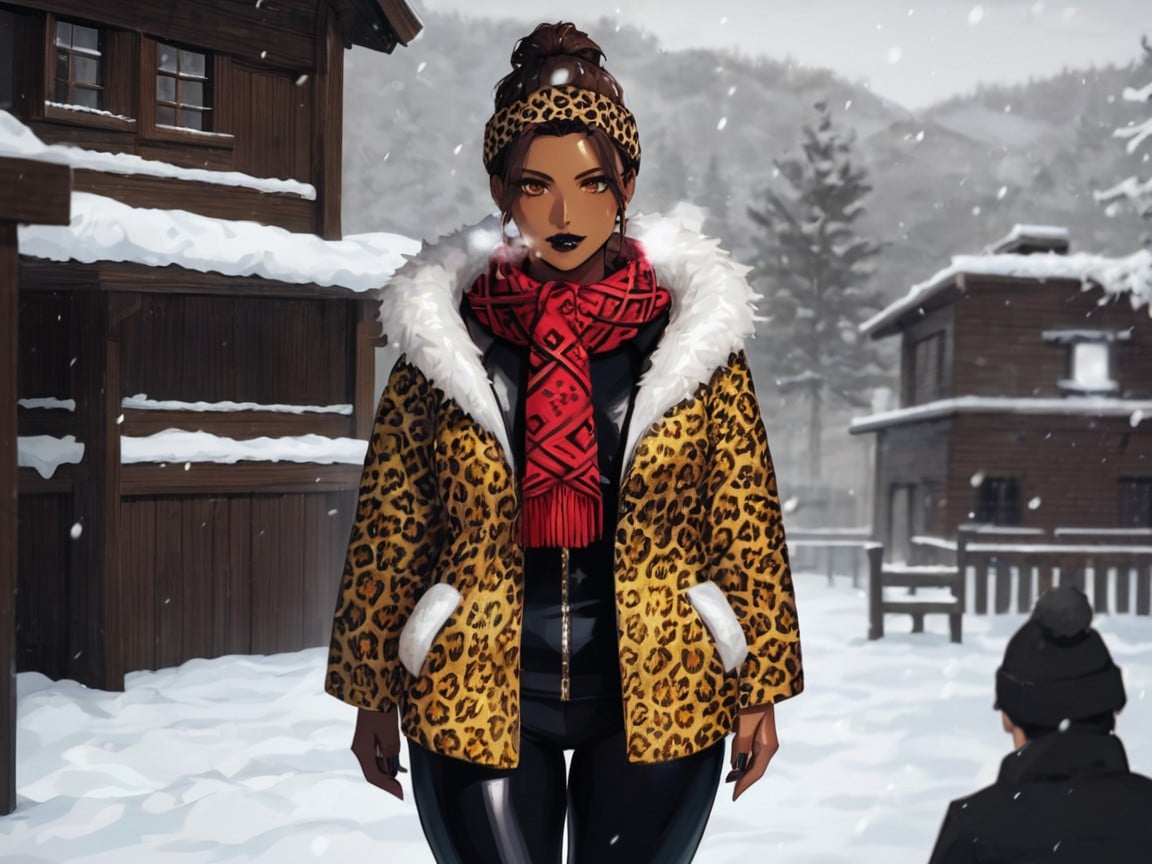 One Woman, Ski Trip, High Color Contrast Latina AI Porn