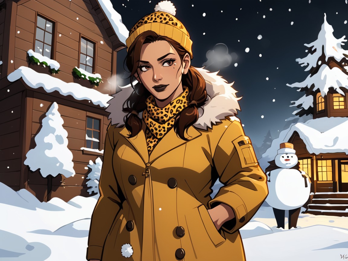 Ski Trip, Snow Background, Black Nails Hentai AI Porn