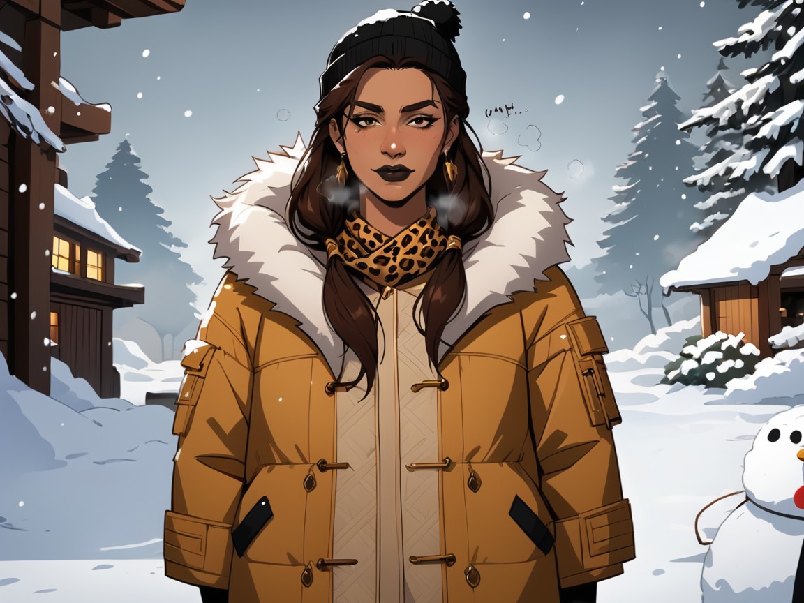 Woman Building A Gigantic Snowman, Snow In Hand, Clothes Ultra Detailed Hentai AI Porn