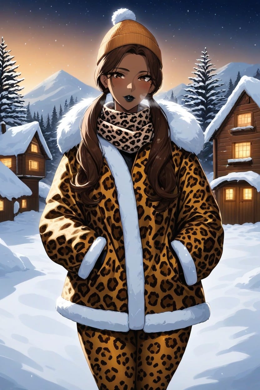 Afterimage, Woman Building A Gigantic Snowman, High Color Contrast Porno latina IA