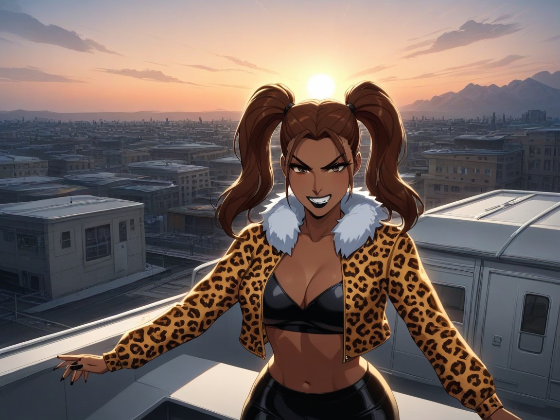 Black Nails, Leopard Print Jacket With Fur Trim, Olhos Castanhos Porno IA latina
