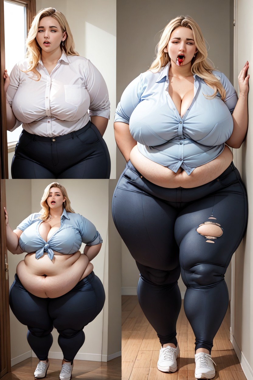 Hyper Fat Legs, Gorging, Weight Gain AI Porn