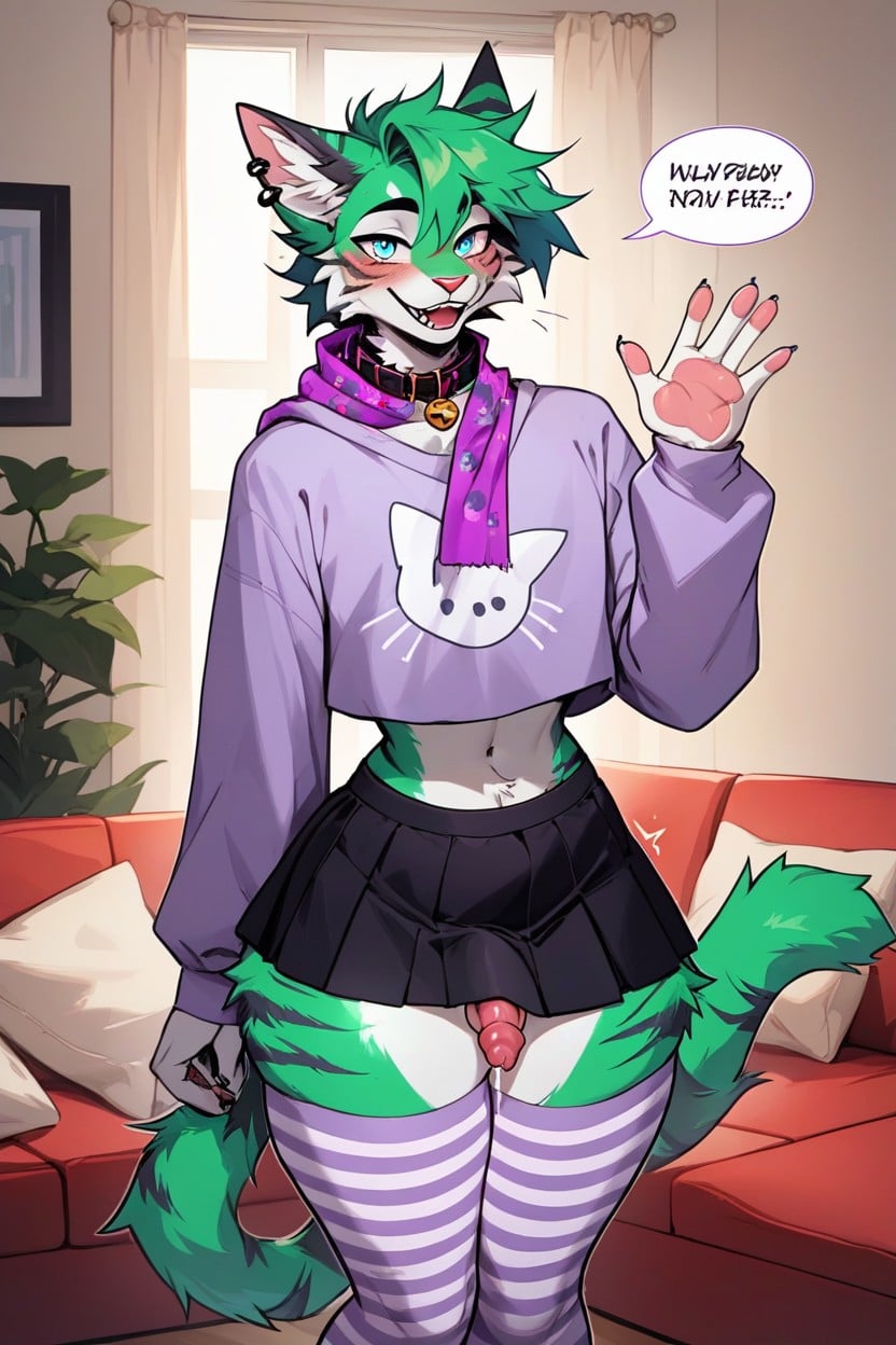 Cotton Thigh High Stockings, Paws, Cuisses Épaisses Porno IA Furry