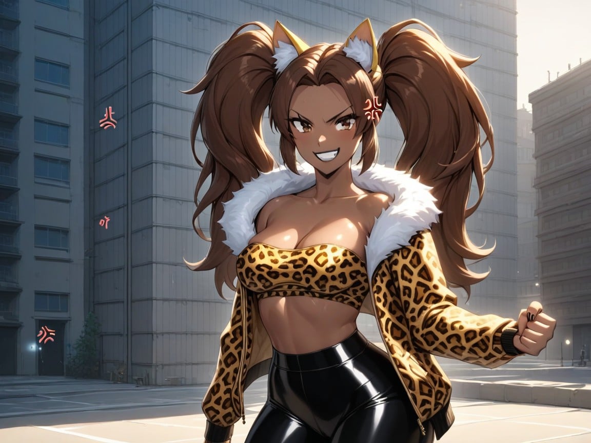 Black Nails, Hips Wider Than Shoulders, Leopard Print Yoga Pants Latina AI Porn