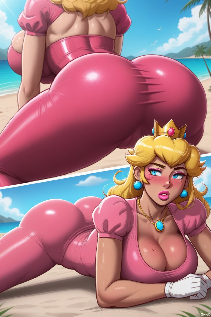 Wavy, Bellybutton Piercing, Rounded Butt Hentai AI Porn