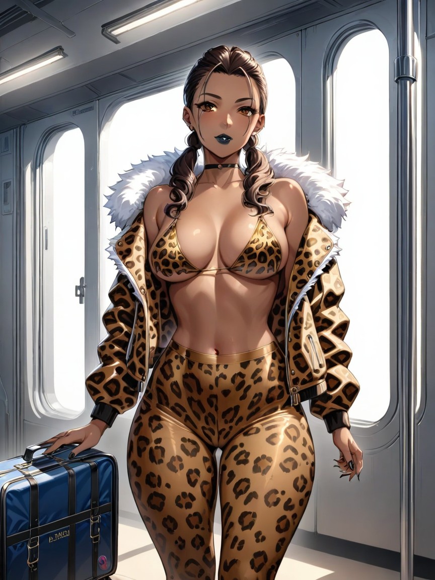 Black Lipstick, Low Chest Width, Clothes Ultra Detailed Latina AI Porn