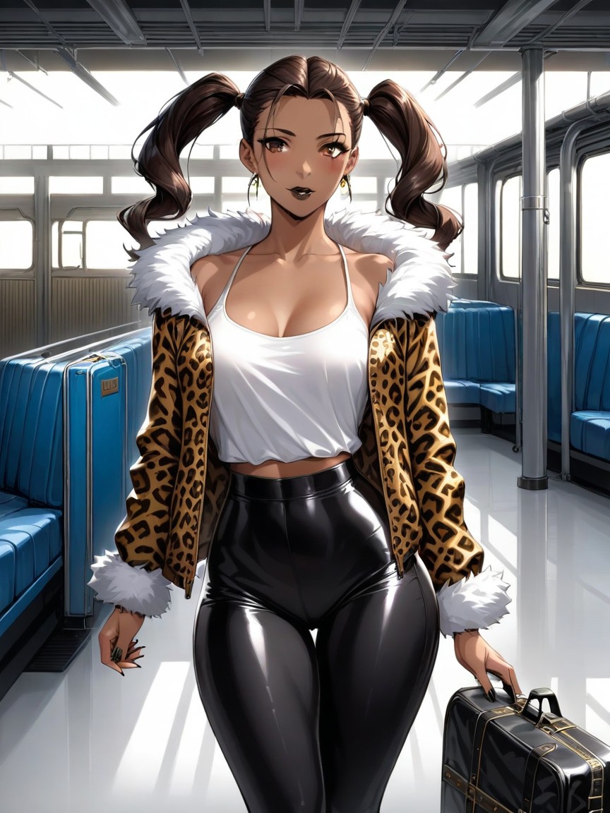 Dark Skin Brown, Snatched Waist, Low Chest Width Latina AI Porn