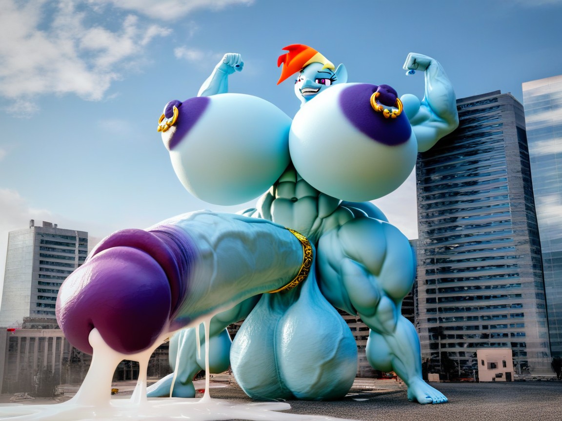 Gigantic Testicles, Massive Fat Tits, Rainbow Dash From Mlp Furry AI Porn