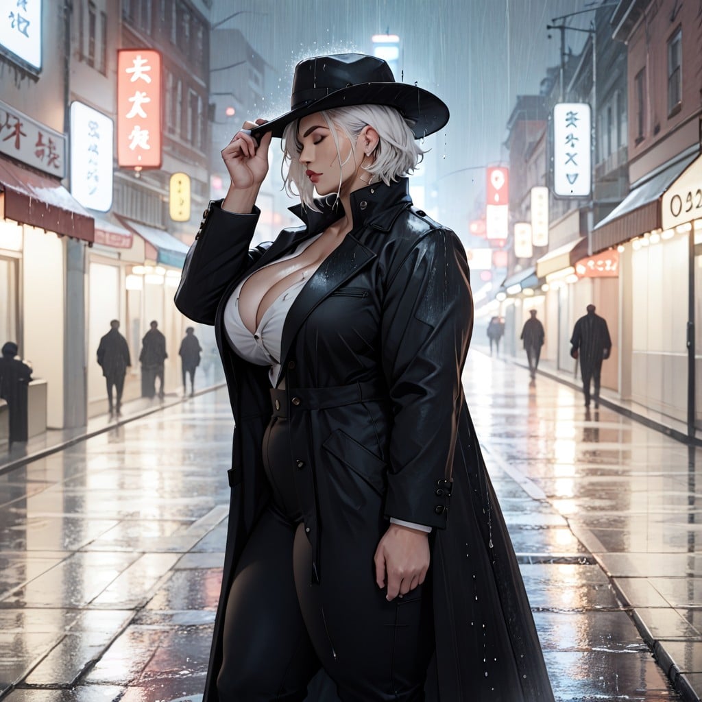 Cinematic, White Hair, Muscular BBW AI Porn