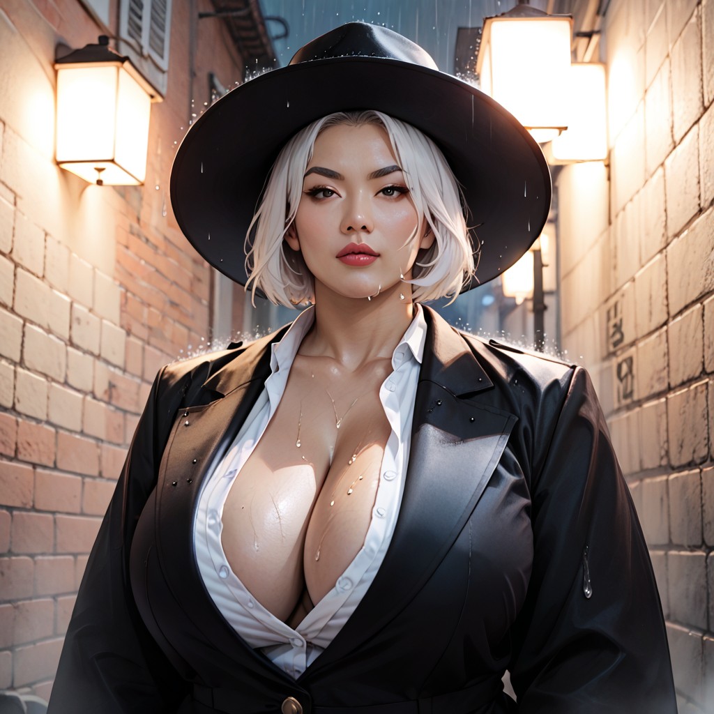 Noir, Dark Alley, Single Light Source BBW AI Porn