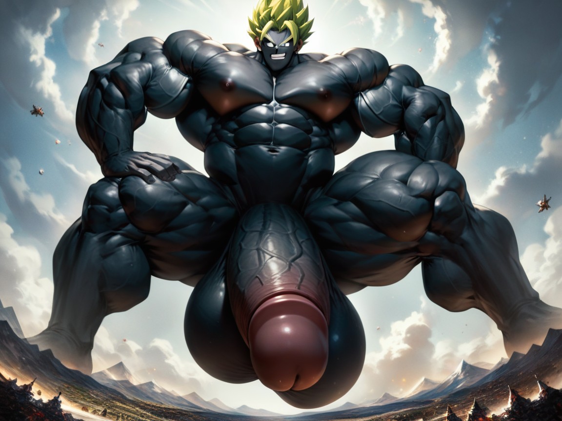 Hyper Muscle, Super Saiyan, Messy Hair AI Gay Porn