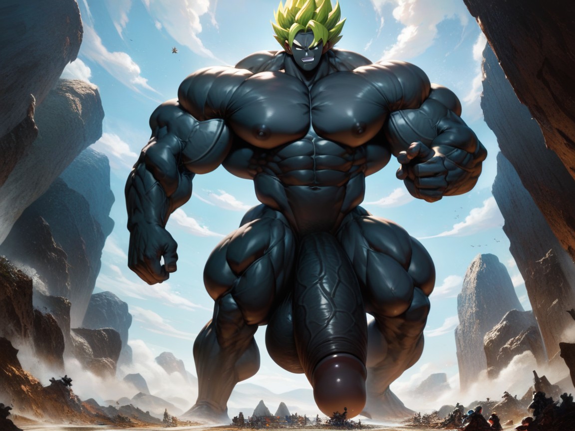 Hyper Muscle, Black Skin, Tall Man AI Gay Porn