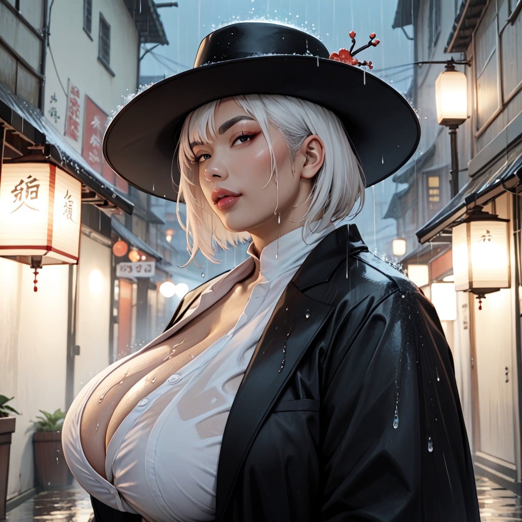 Dark Alley, Long Open Trench Coat, 18+ BBW AI Porn