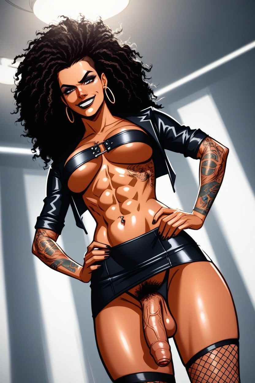 One Hand On Hip, Arm Tattoo Sleeve, Large Hoop Earrings AI Porn