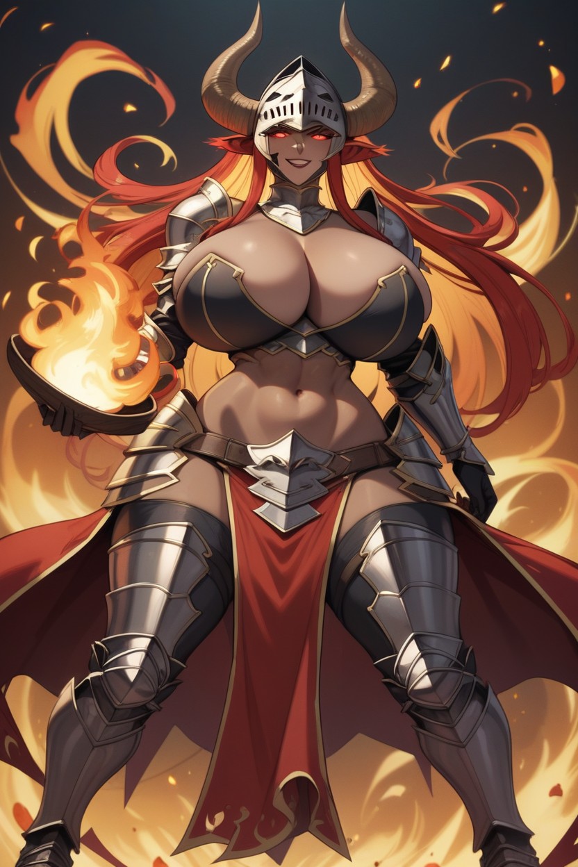Fit, Red Eyes, Flame Hair Hentai AI Porn