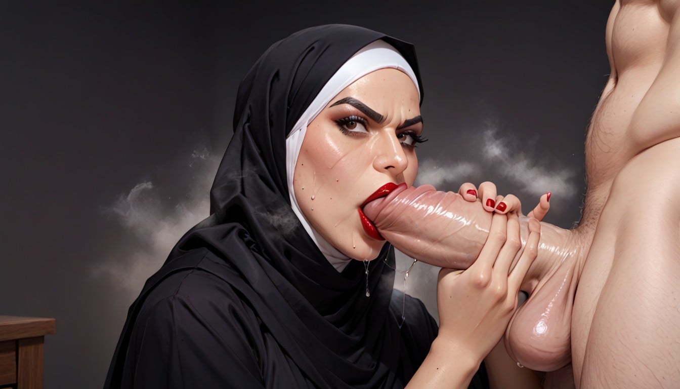 Sniffing Huge Cock, Angry, Sweaty Hentai AI Porn