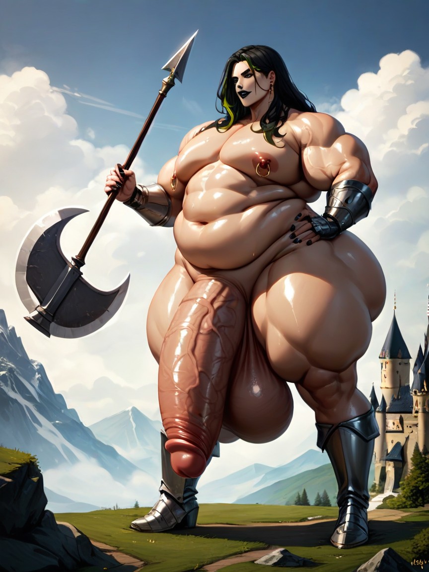 Hyper Penis Bigger Than Body, Broad Shoulders, Medieval Castle AI Gay Porn