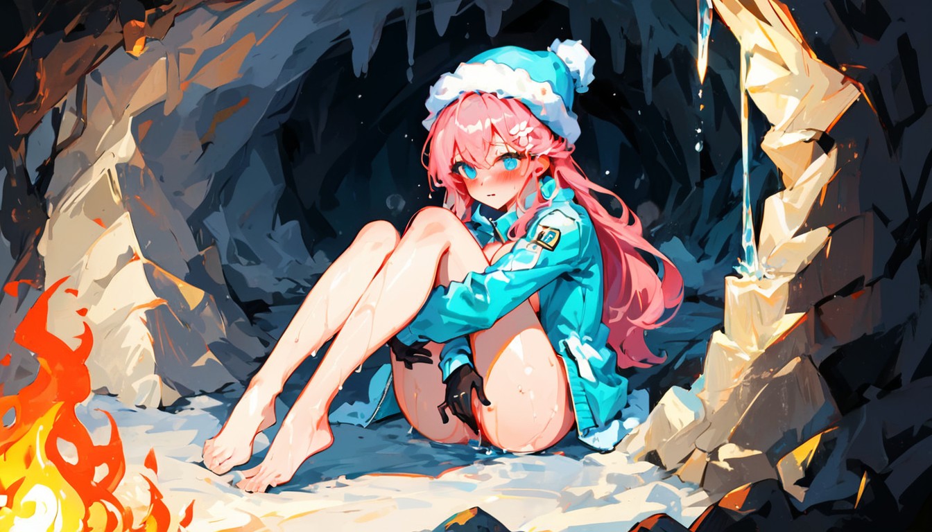 Naked Lower Body, Shy, Wet Skin Hentai AI Porn