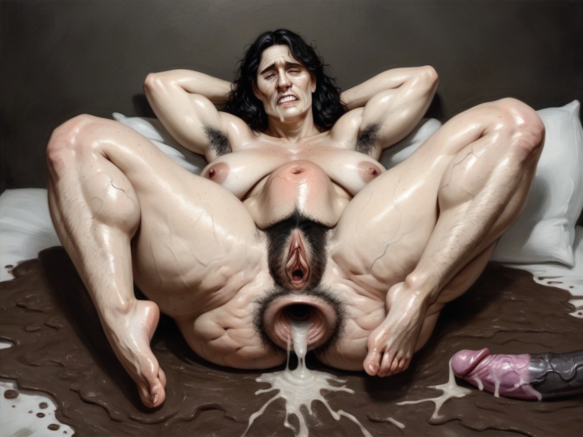 Embarased, Long Boobs, Dark Soiled Hairy Armpits AI Porn