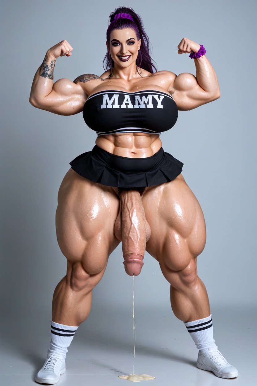Excessively Large Balls, Flexing Biceps, Covered In Large Tattoos AI Porn