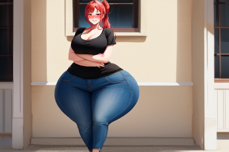 Realistic Body Proportions, Uber Pear Shaped Figure, Big Massive Ol Tits AI Porn