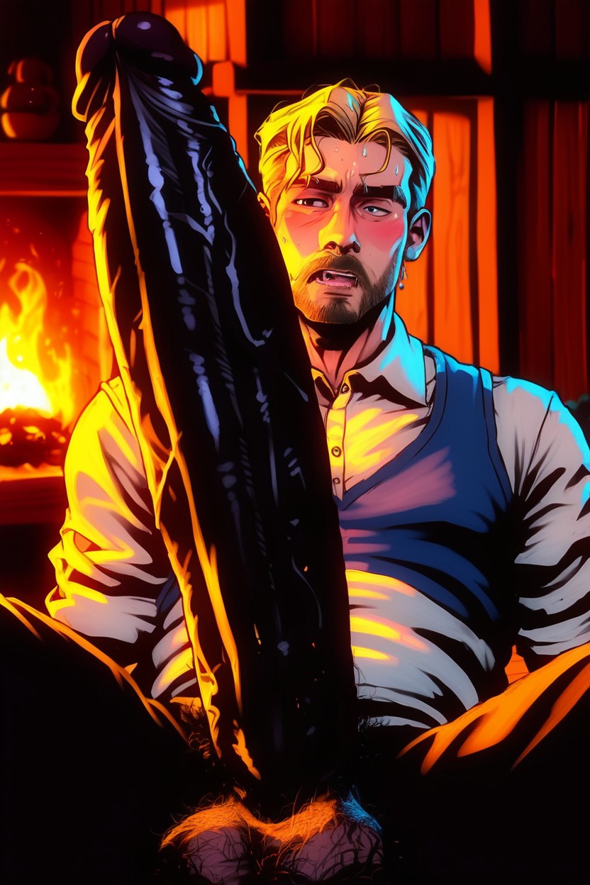 Hyper Cock, Sharp Focus, Human Man AI Gay Porn