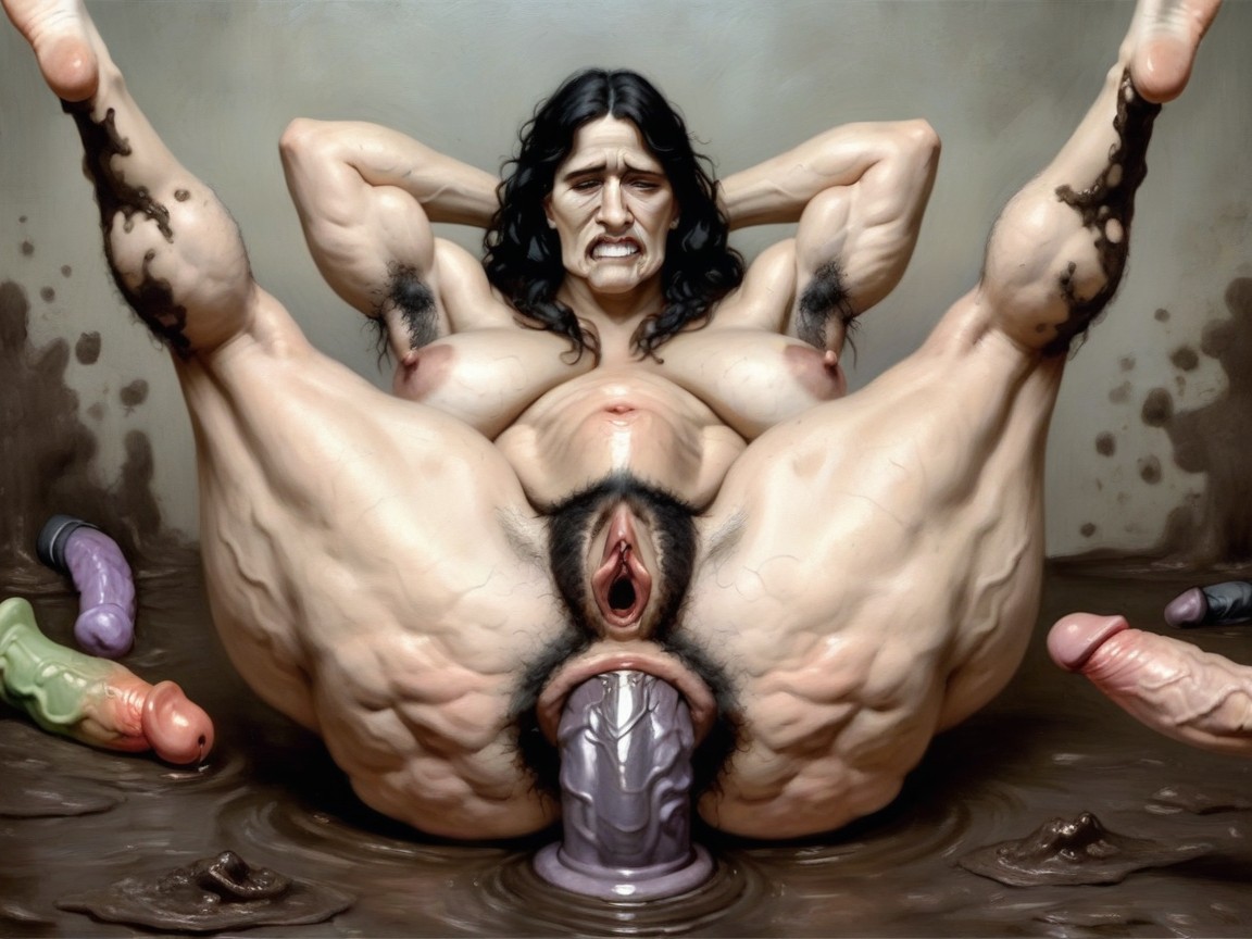 Clenched Teeth, Naked, Black Hair AI Porn