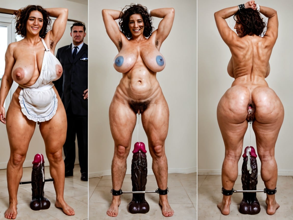 Stomach Deformation, Embarased, Extra Large Anal Dildo AI Porn