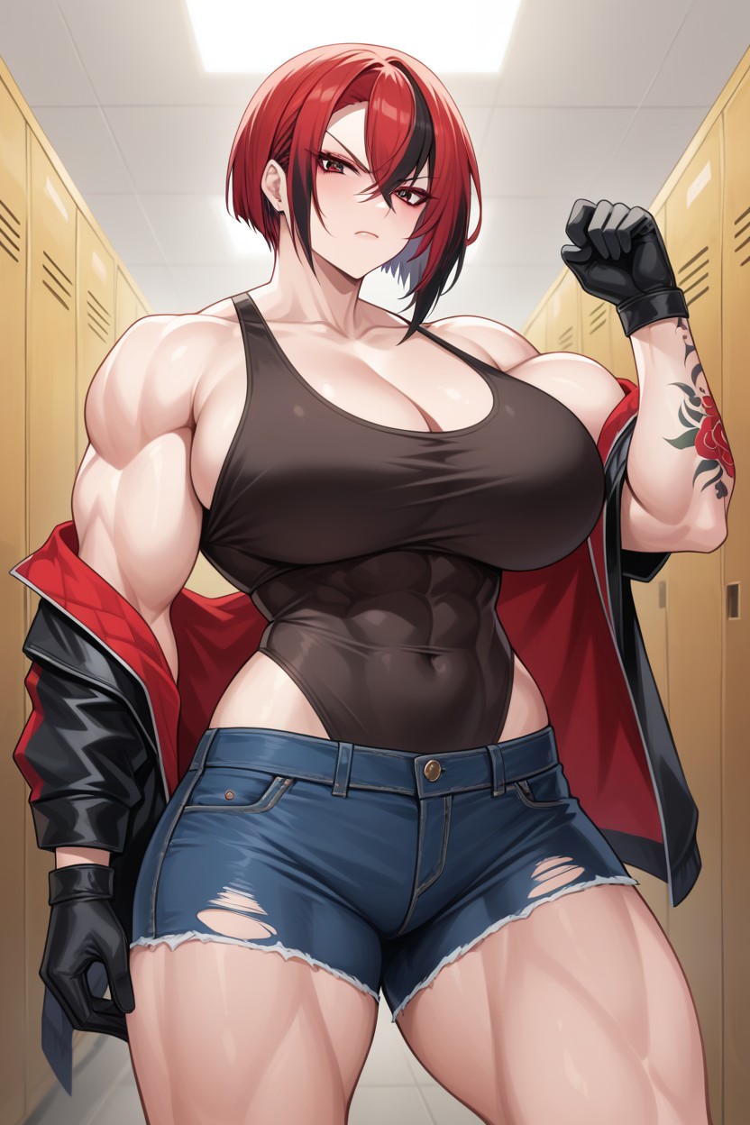 Very Short Hair, Tattoo, Locker Room AI Porn