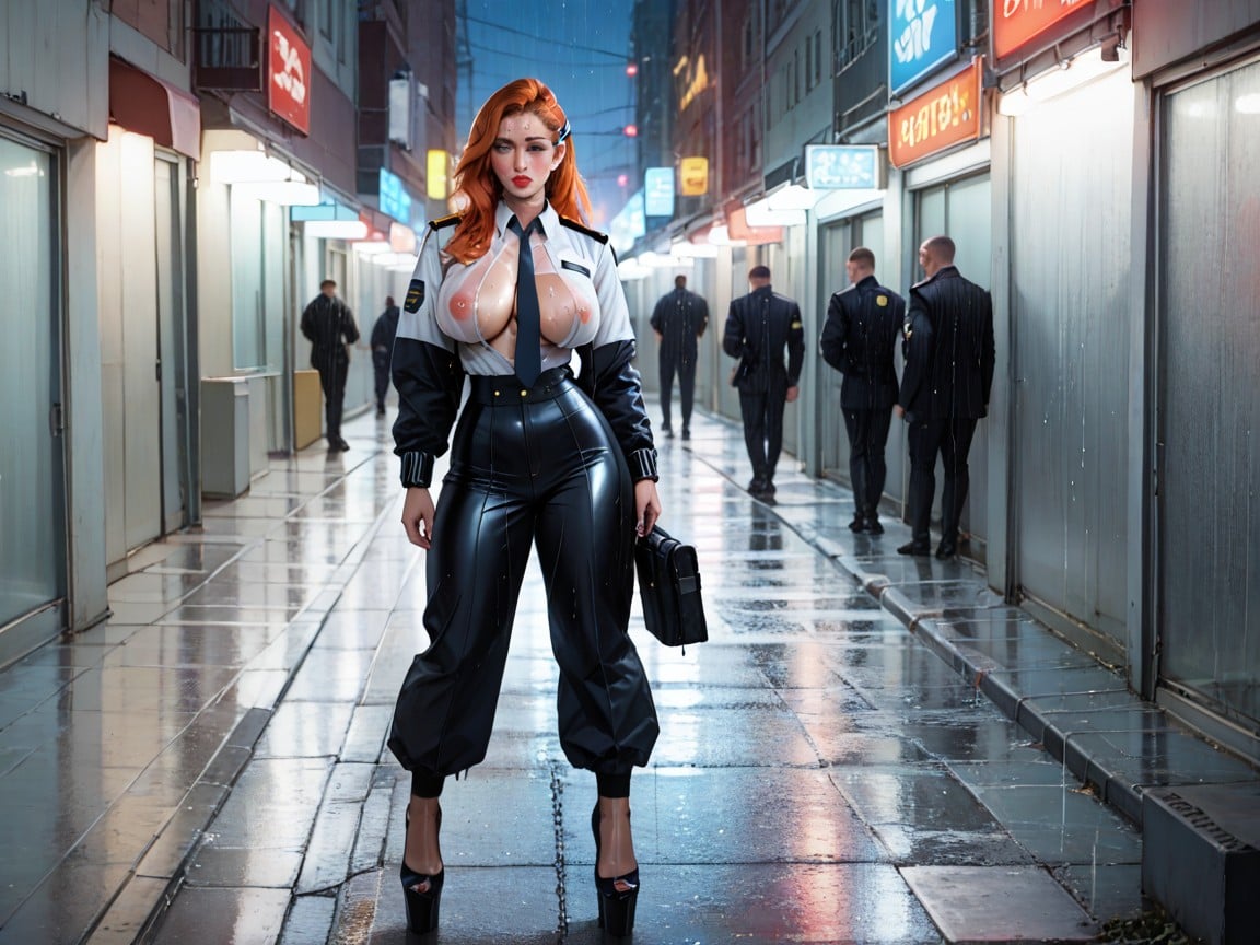 Detailed Scifi Background, Perfect Waist, Touching Face AI Porn