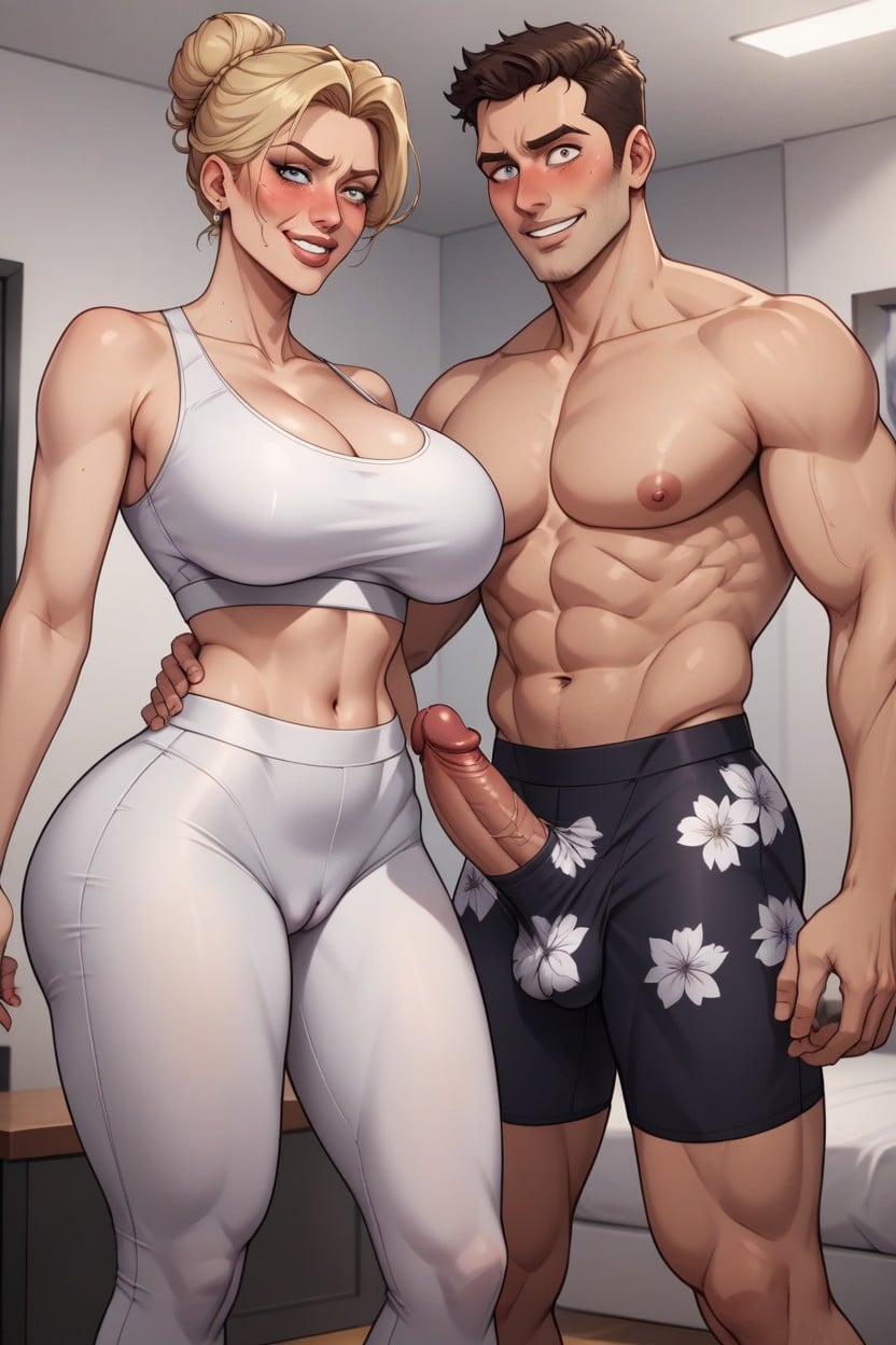 Milf Shocked By Size Of Dick Print In The Mans Boxers, Long Cock Print In The Mans Boxers, Camel Toe AI Porn