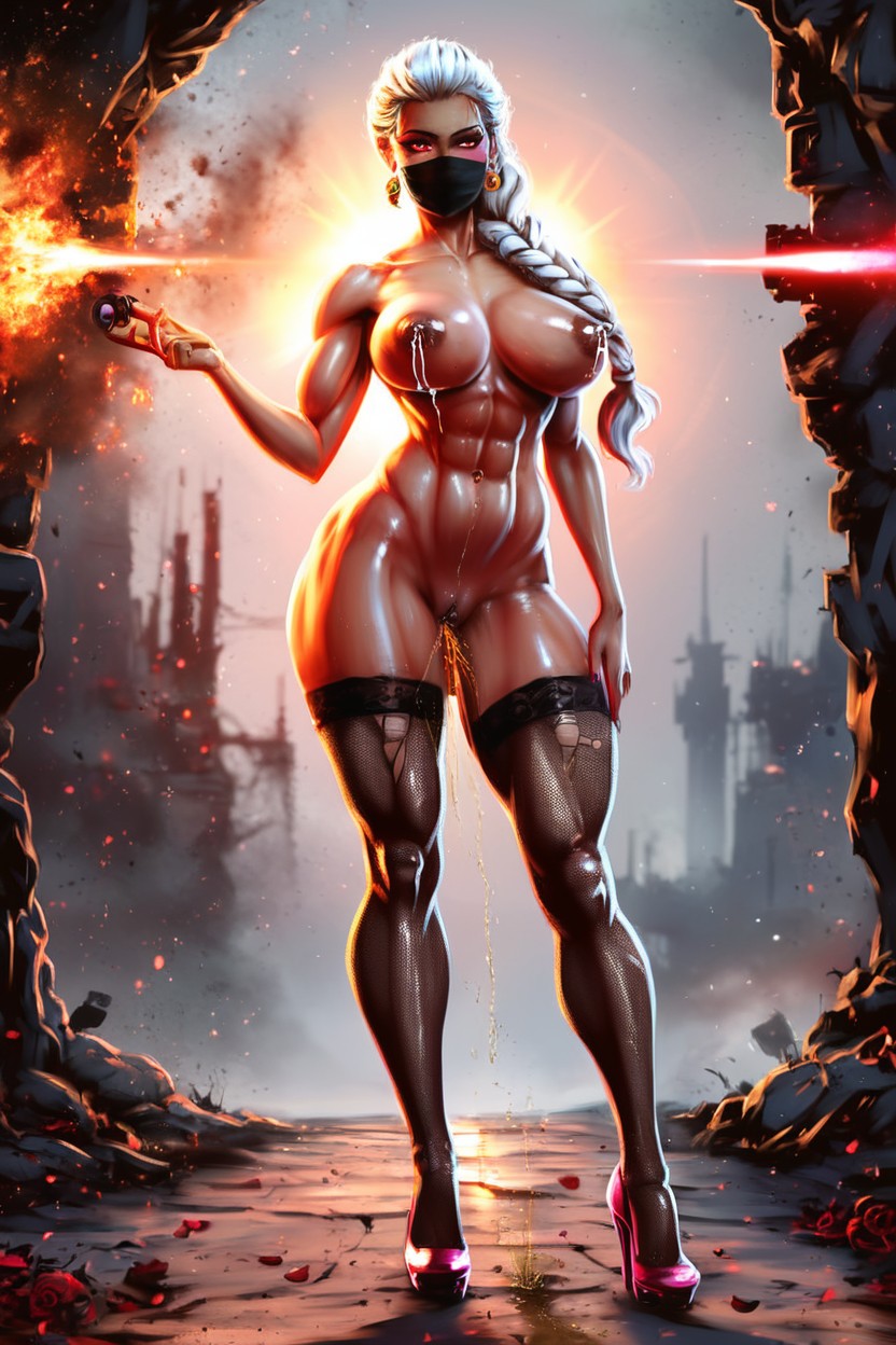 Perfectly Round Breasts, Face Mask, Hdr Latina AI Porn