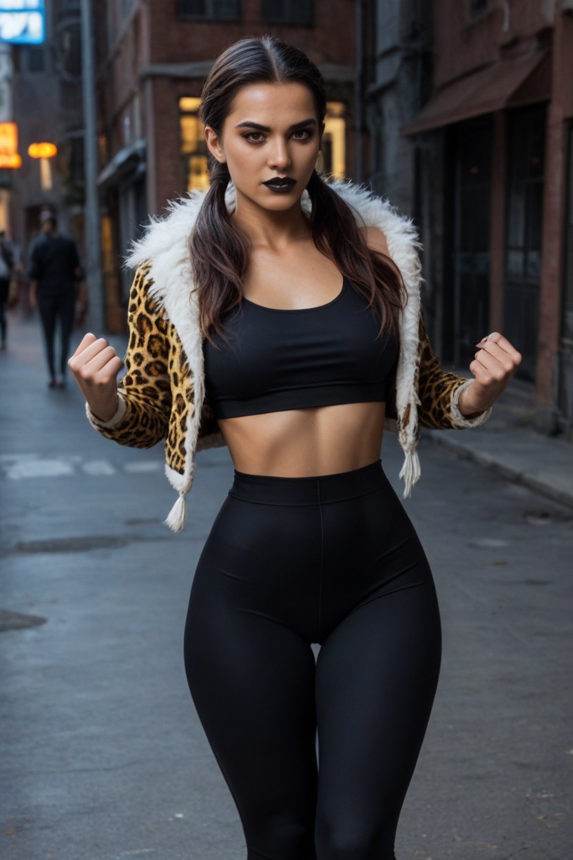 Low Torso Height, Brown Eyes, Sloped Shoulders Porno IA latina