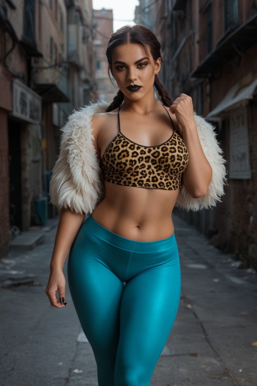 Low Chest Width, Wide Round Hips, Leopard Print Yoga Pants Porno latina IA