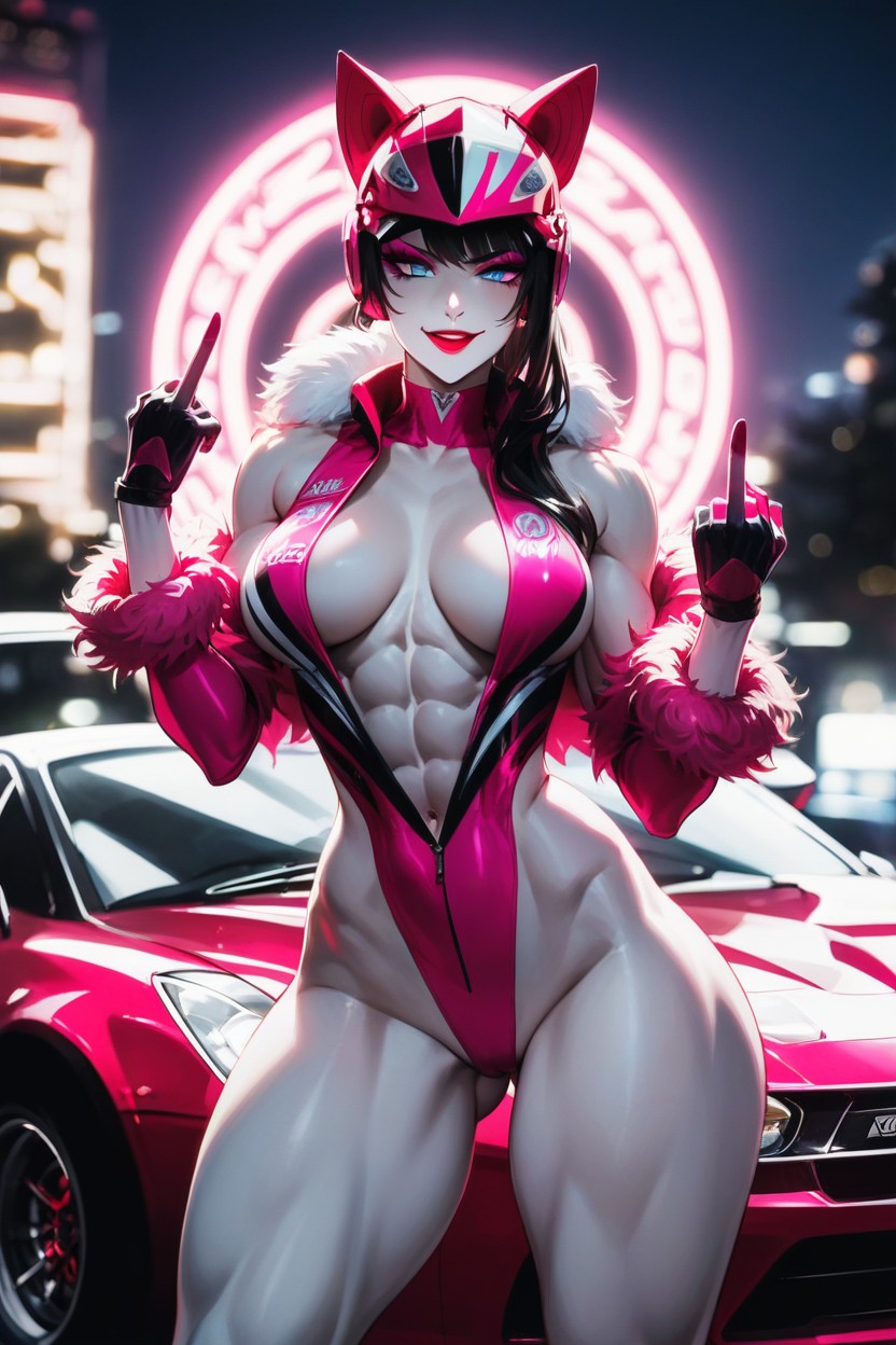 Red Lipstick, Backlit, Abdomen AI Porn