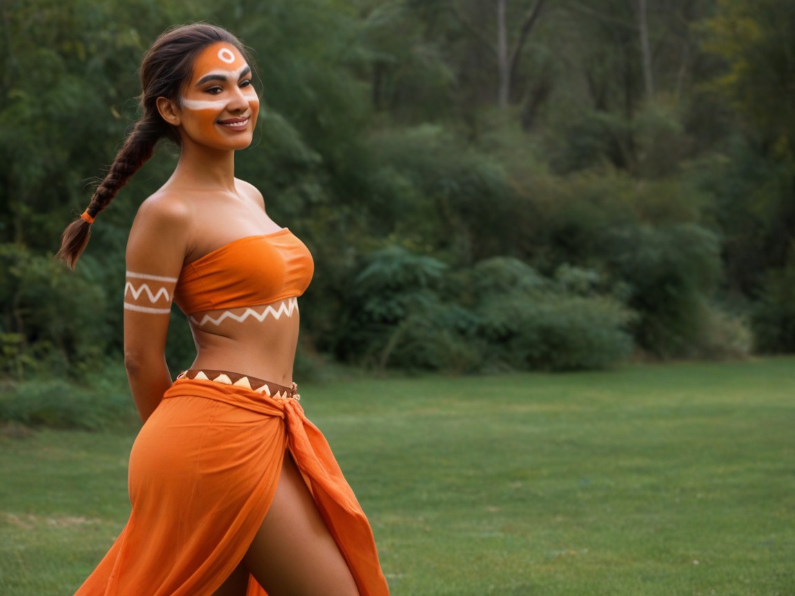 Snatched Waist, High Color Contrast, Traje Tribal Porno IA latina