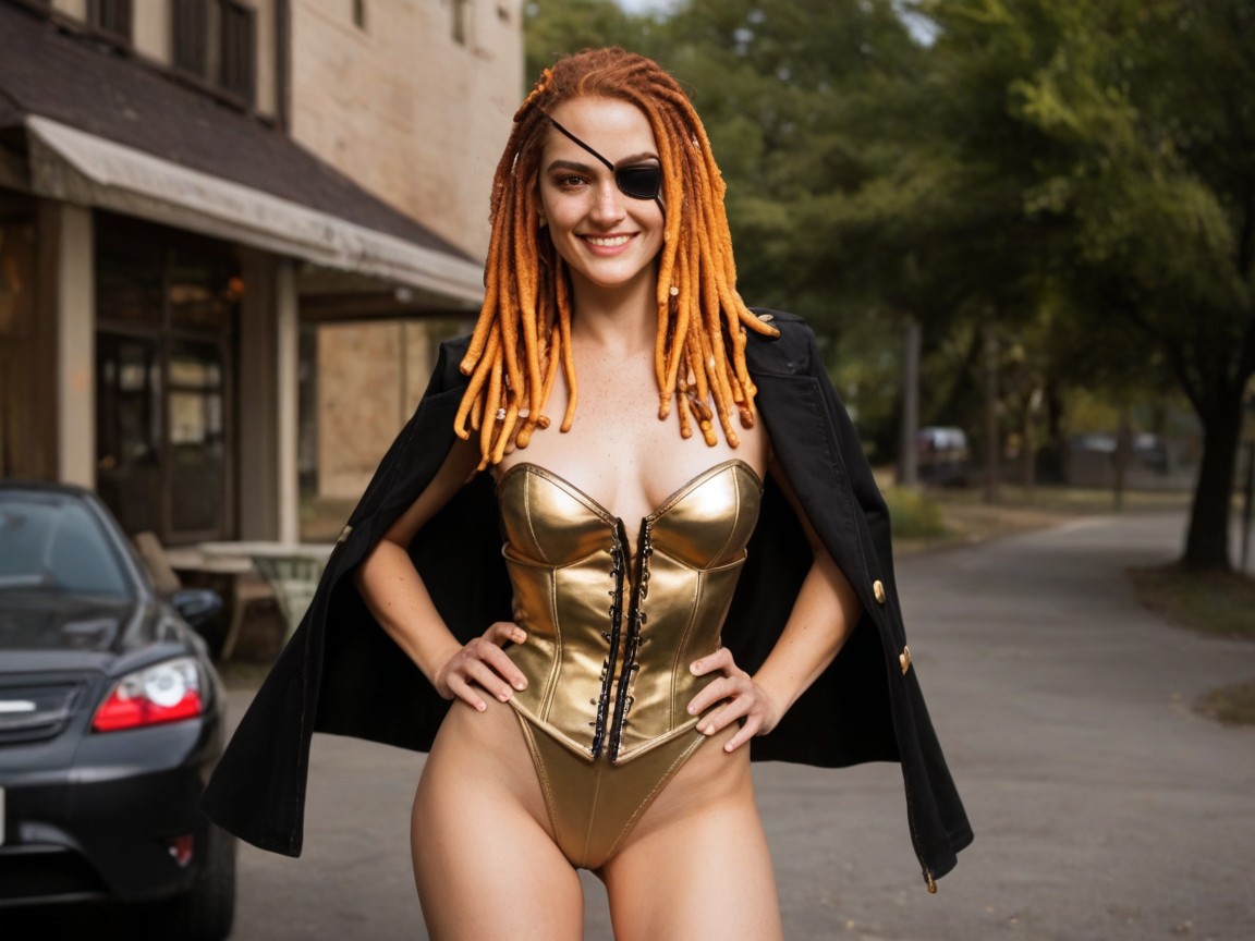 Leather Trench Coat, Bar Background, Hips Wider Than Chest Latina KI Porno