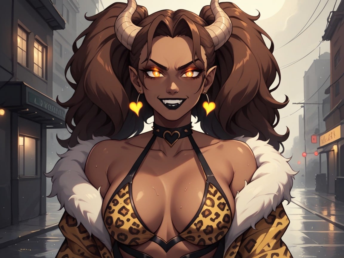 Succubus, Leopard Print Mask, Leopard Tail Hentai AI Porn