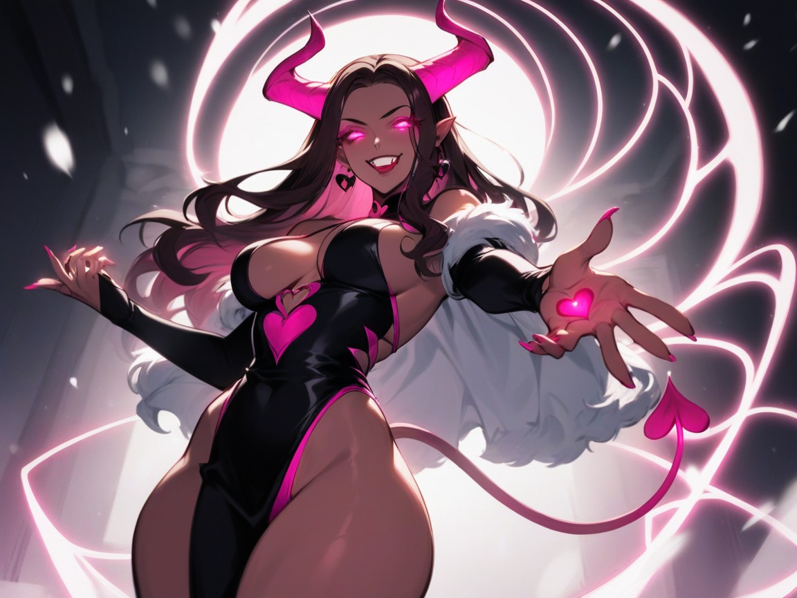 Pink Bat Wings, Woman Reaching For Viewer, Low Breast Depth AI Porn