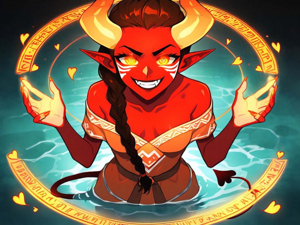 Fangs, Orange Tribal Body Paint, Orange Claws Latina AI Porn