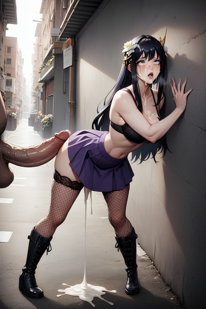 Creampie, Purple Skirt, Bend Over AI Porn